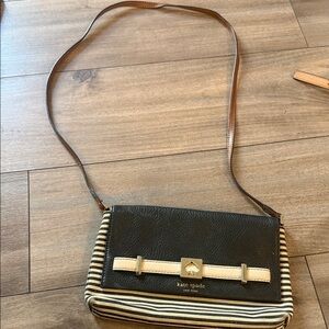 Kate Spade Black and Tan Striped Crossbody Bag